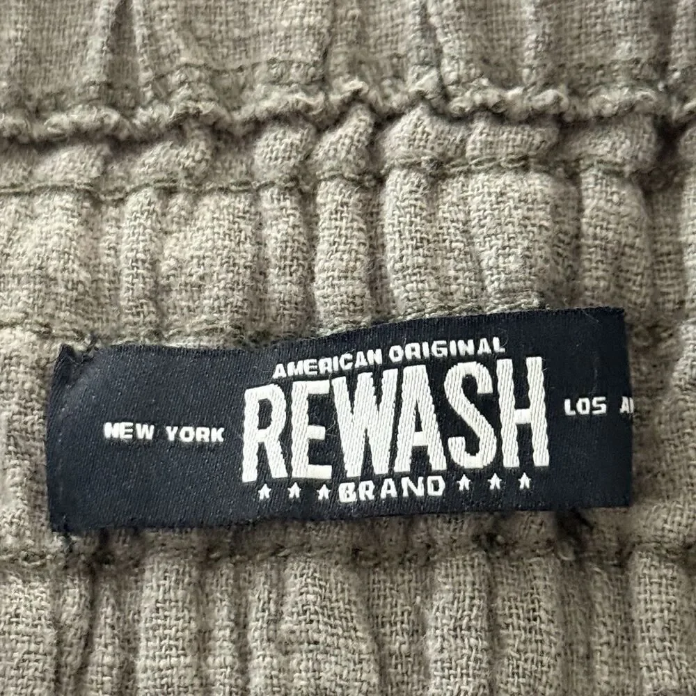 Lot of 2 Rewash Mini Skirt Womens Small Olive Green White Cotton Gauze Pull On - Picture 9 of 13